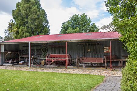 Matamata, New Zealand - February 28, 2016: Vintage machinery equitmen at a public event at the Firth Tower Museum.のeditorial素材