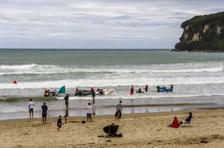 Whangamata, New Zealand - January 04, 2016: Teams in a Thundercat Racing event compete in Whangamata, New Zealand.のeditorial素材