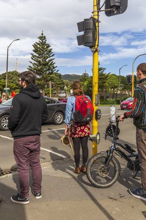 Wellington, New Zealand - October 22, 2019: People demonstrating against the violence and oppression from the government of Sebastian PiÃ±era in Wellington, New Zealand.のeditorial素材