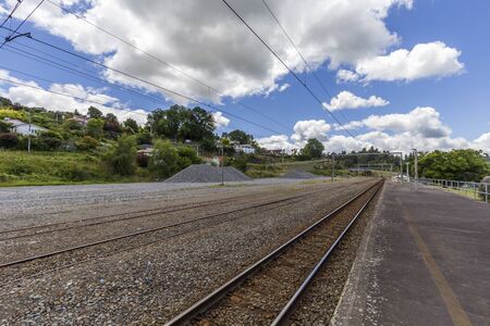 A beautiful summer day in Taihape railway station, New Zealand.の写真素材