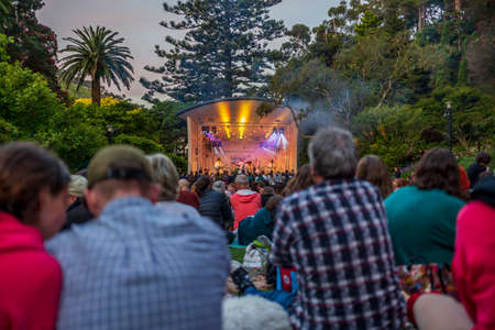 Wellington, New Zealand - January 15, 2020: Free public event, Gardens Magic - New Zealand artists perform among the dazzling light displays at Wellington Botanic Garden, New Zealand.のeditorial素材