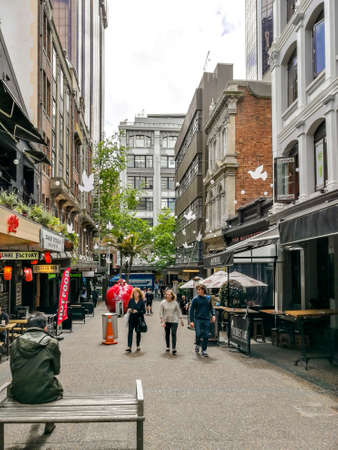 Auckland, New Zealand - November 16, 2016: People enjoying a day on Vulcan Lane in Auckland CBD, New Zealand.のeditorial素材