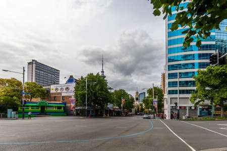 Auckland, New Zealand - January 06, 2020: People enjoying a day on Queen Street in Auckland CBD, New...