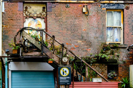 Wellington, New Zealand - May 17, 2017: Beautiful view of a stair in a Wellington street, New...