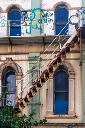 Wellington, New Zealand - February 06, 2018: Old building side on Cuba street in Wellington, New Zealand.のeditorial素材