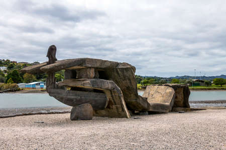 Whangarei, New Zealand - November 29, 2019: âWaka and Waveâ at Hihiaua Point, at the entrance to the Whangarei Town Basin in New Zealand.のeditorial素材