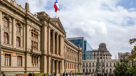 Santiago, Chile - September 12, 2016: People on a busy day at Palace of the Courts of Justice of Santiago de Chile.のeditorial素材