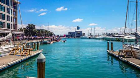 Auckland, New Zealand - January 26, 2015: Auckland Anniversary Day, regatta celebrations at the Auckland Viaduct in New Zealand.のeditorial素材
