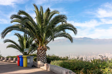 Santiago, Chile - May 26, 2011: Smog in Santiago de Chile view from Santa Lucia hill.のeditorial素材