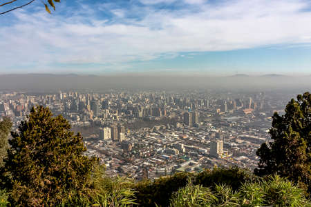 Aerial view of Santiago, Chile from Cerro Santa Luciaの写真素材
