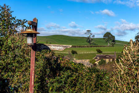 Matamata, New Zealand - June 07, 2017: Hobbiton, a movie set created for the filming of the Lord of the Rings and The Hobbit movies.のeditorial素材