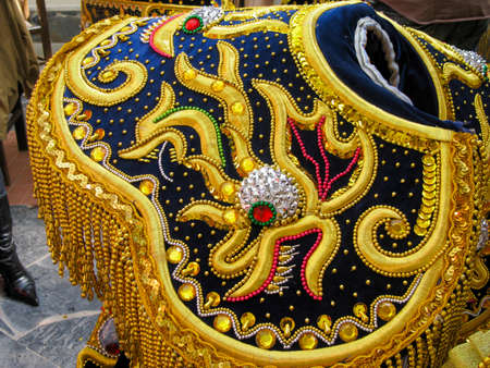 Oruro, Bolivia - February 20, 2009: Antique devil masks and dresses used at Oruro Carnival in Bolivia.のeditorial素材