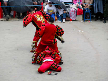 Oruro, Bolivia - February 20, 2009: Antique devil masks and dresses used at Oruro Carnival in...