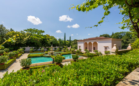 Hamilton, New Zealand - December 24, 2019: Italian Renaissance Garden in Hamilton Gardens, New Zealand.のeditorial素材