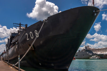 Auckland, New Zealand - November 19, 2016: Boat expositions at the New Zealand Navyâs 75th Birthday celebrations, New Zealand.のeditorial素材
