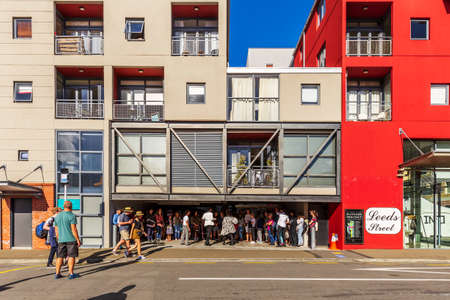 Wellington, New Zealand - March 30, 2019: Pop-up dances moving through the city with live music at...