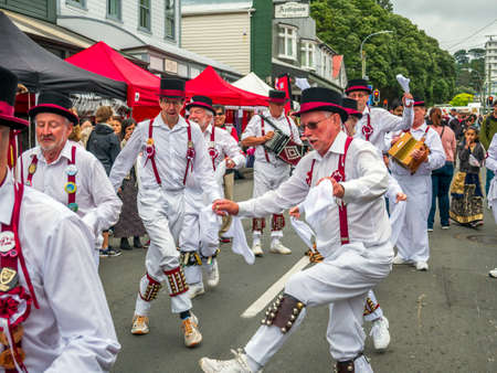 Wellington, New Zealand - December 01, 2019: People enjoying the performance in the Thorndon Fair street in Wellington, New Zealand.のeditorial素材