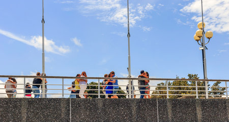 Wellington, New Zealand - December 18, 2018: Kids playing on the Wellington waterfront lagoon in New Zealandのeditorial素材