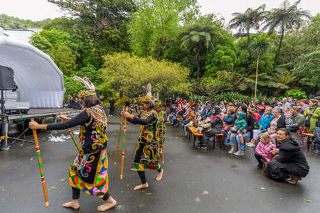 Wellington, New Zealand - December 01, 2019: People enjoying the performance in the entertainment zone in Thorndon Fair in Wellington, New Zealand.のeditorial素材