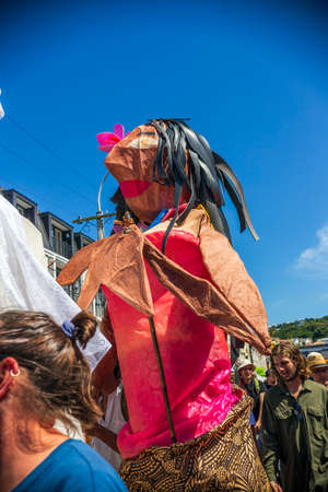 Wellington, New Zealand - March 08, 2020: People enjoying the fantastic live bands at Newtown Vintage Market in Wellington, New Zealand.のeditorial素材