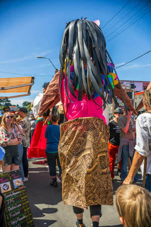 Wellington, New Zealand - March 08, 2020: People enjoying the fantastic live bands at Newtown Vintage Market in Wellington, New Zealand.のeditorial素材