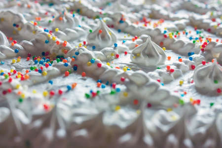 View from above of a tasty meringue cakeの写真素材