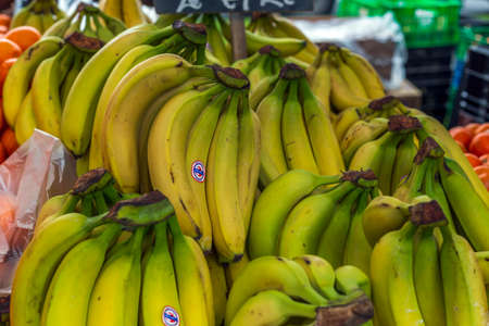Santiago, Chile - September 10, 2017: Banana on display at the marketのeditorial素材