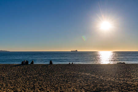 ValparaÃ­so Region, Chile - August 12, 2019: People enjoying the sunset in ViÃ±a del Mar, Chile.のeditorial素材