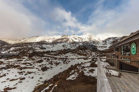 Whakapapa, New Zealand - September 05, 2020: View of Puketoi Mountain Club in Whakapapa Skifielf, New Zealandのeditorial素材