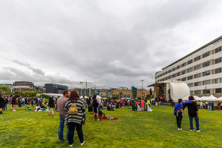 Wellington, New Zealand - February 06, 2021: People celebrate Waitangi Day with live music and...