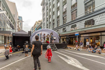 Wellington, New Zealand - November 25, 2018: Police car on display at Wellington's Santa Parade, "A Very Welly Christmas", on Lambton Quay, New Zealand.のeditorial素材