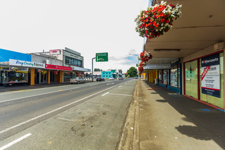 Otorohanga, New Zealand - January 03, 2022: View of Maniapoto Street in Otorohanga New Zealandのeditorial素材
