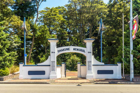 Ohakune, New Zealand - January 03, 2022: Ohakune memorial entrance at State Highway 49 in New Zealandのeditorial素材