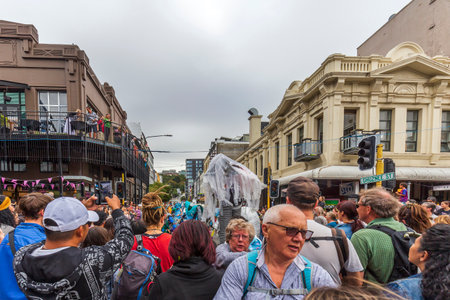 Wellington, New Zealand - March 28, 2021: People pass by Cuba Dupa Festival 20121 in Wellington, New Zealandのeditorial素材