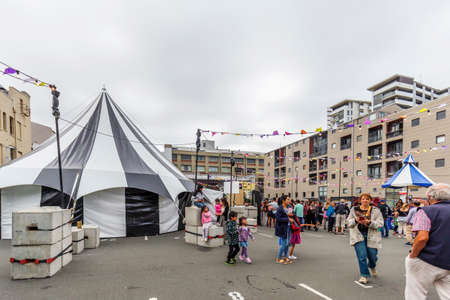 Wellington, New Zealand - March 28, 2021: People pass by Cuba Dupa Festival 20121 in Wellington, New Zealandのeditorial素材