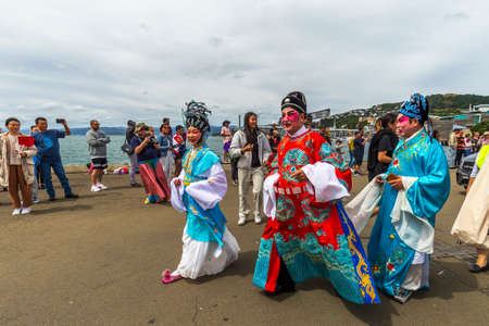 Wellington, New Zealand - February 14, 2021: People celebrating at the Chinese New Year parade in Wellington waterfront, New Zealandのeditorial素材