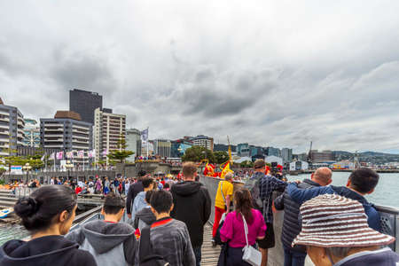 Wellington, New Zealand - February 14, 2021: Protestor at the Chinese New Year parade in Wellington waterfront, New Zealandのeditorial素材