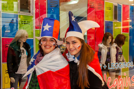 Santiago, Chile - August 29, 2010: Car on display for the Santander marathon in Santiago downtown, Chileのeditorial素材
