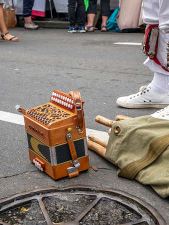 Wellington, New Zealand - December 01, 2019: People enjoying the performance in the entertainment zone in Thorndon Fair in Wellington, New Zealandのeditorial素材
