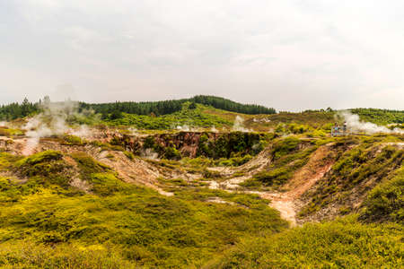 Taupo, New Zealand - December 23, 2019: People visiting the geothermal fields Craters of the Moon in Taupo, New Zealandのeditorial素材