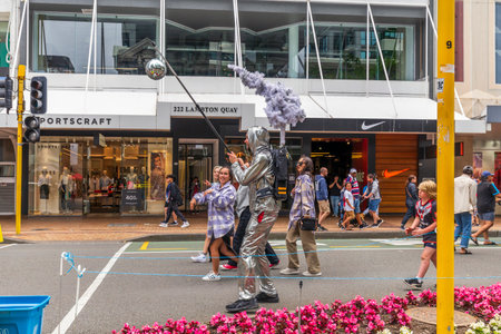 Wellington, New Zealand - November 26, 2022: People enjoying the Wellington's Santa Parade, "A Very Welly Christmas", on Lambton Quay, New Zealandのeditorial素材
