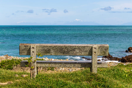 Lonely seat with an ocean viewの写真素材