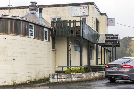 Turakina, New Zealand - February 13, 2022: View of Ben Nevis Tavern on an overcast dayのeditorial素材