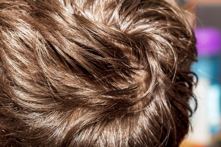Close-up of a human scalp from aboveの写真素材