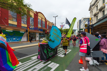 Wellington, New Zealand - March 09, 2024: Kai Communities of Poneke Marching in Solidarity at the Wellington Pride Paradeのeditorial素材