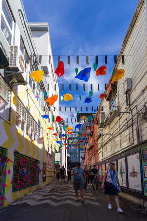Wellington, New Zealand - March 24, 2024: People Enjoying the Vibrant Atmosphere of the Cuba Dupa...