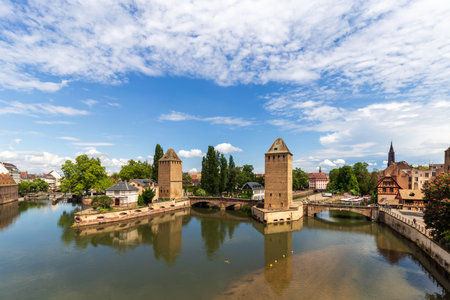 Scenic Canal and Historic Tower in Strasbourg