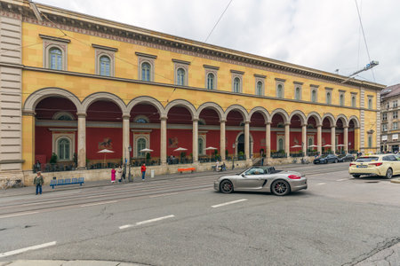 Munich, Germany - May 09, 2024: Historic Arched Facade of Alte MÃ¼nze in Munichのeditorial素材