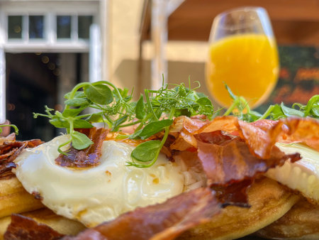 Delicious Breakfast with Orange Juiceの写真素材