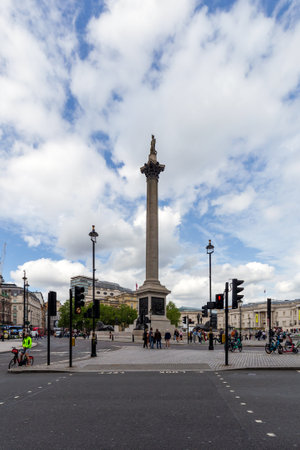 London, UK - May 15, 2024: Majestic Nelson's Column in Trafalgar Squareのeditorial素材